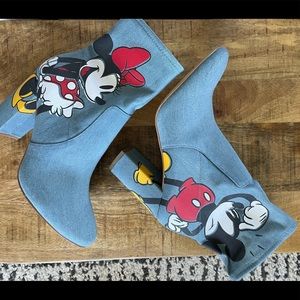 NWOT Aldo Disney Denim Mickey and Minnie Boots